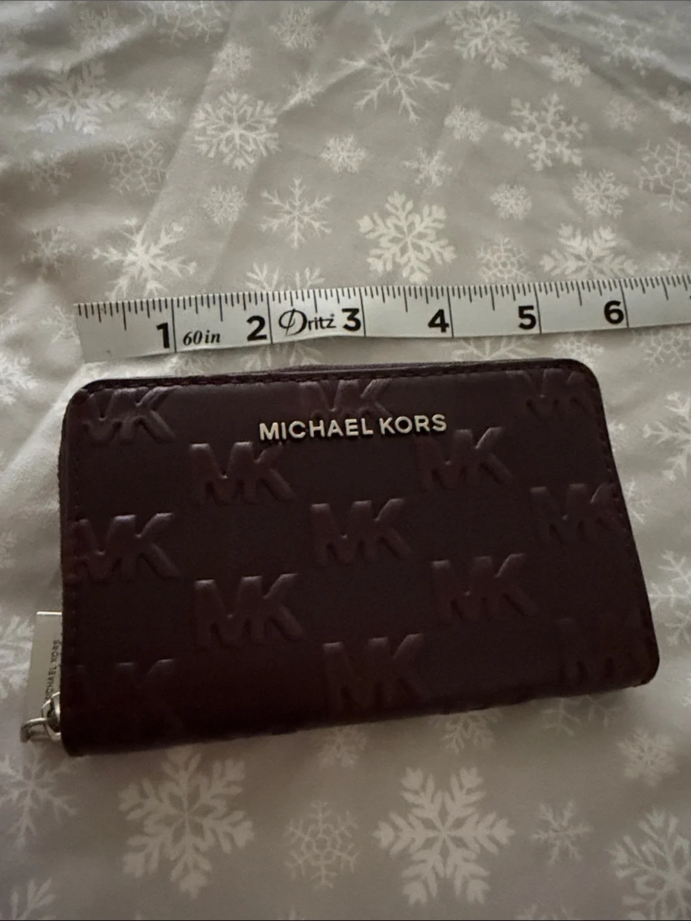 Michael Kors Plum Embossed MK Zip Wallet